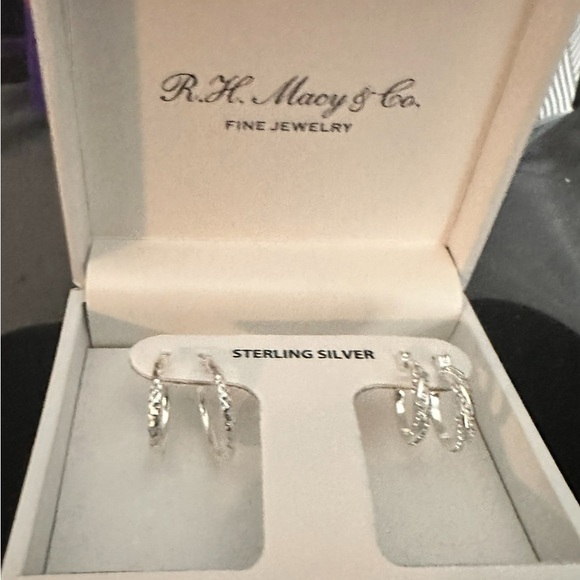Macy's Jewelry - NWT Macy's 2-Pc. Set Textured Small Hoop Earrings in Sterling Silver